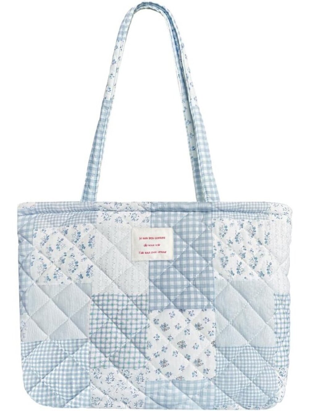 Chic Small Floral Quilted Tote Bag with Zipper Closure for Women & Girls